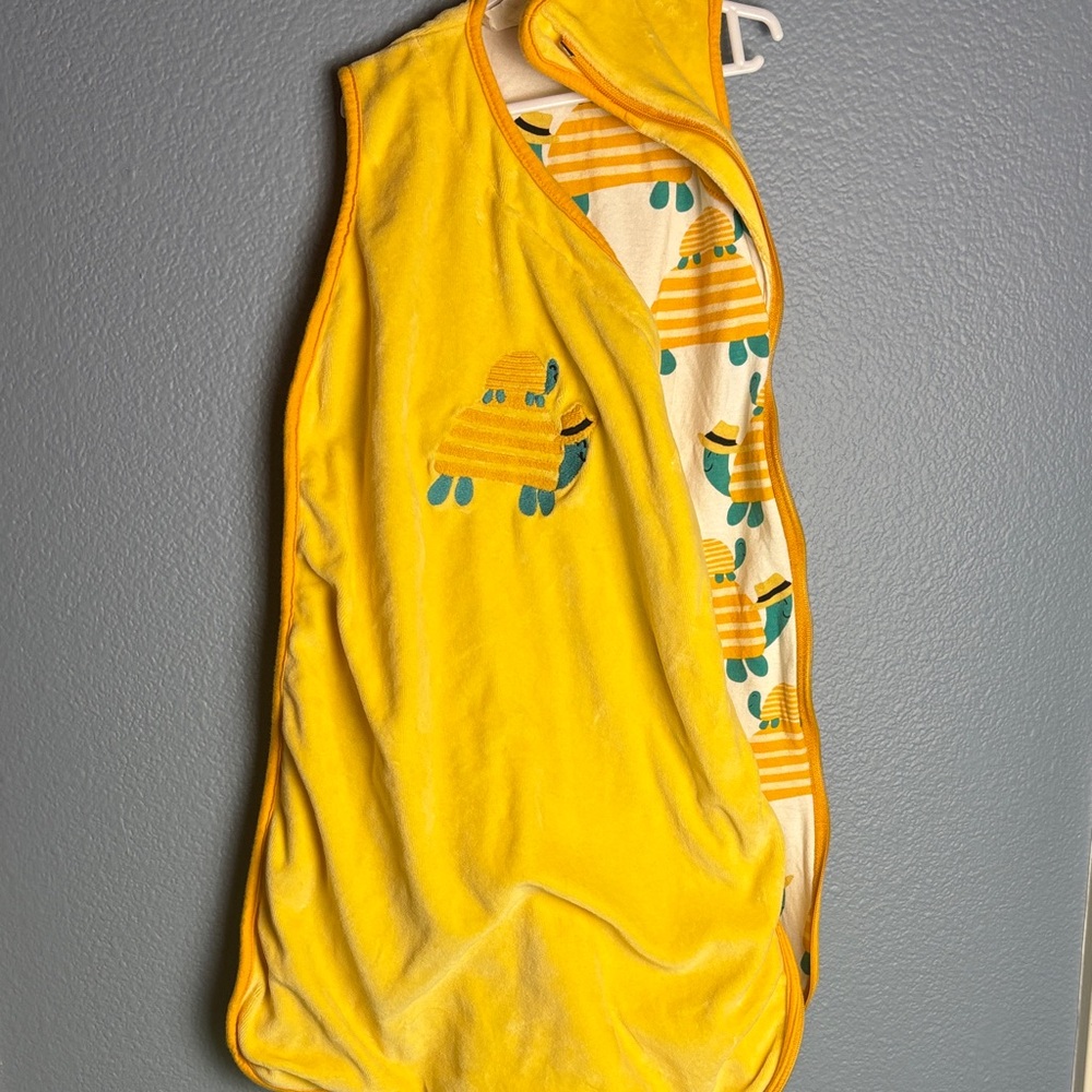 Yellow Baby Sleep Sack with Turtle Design